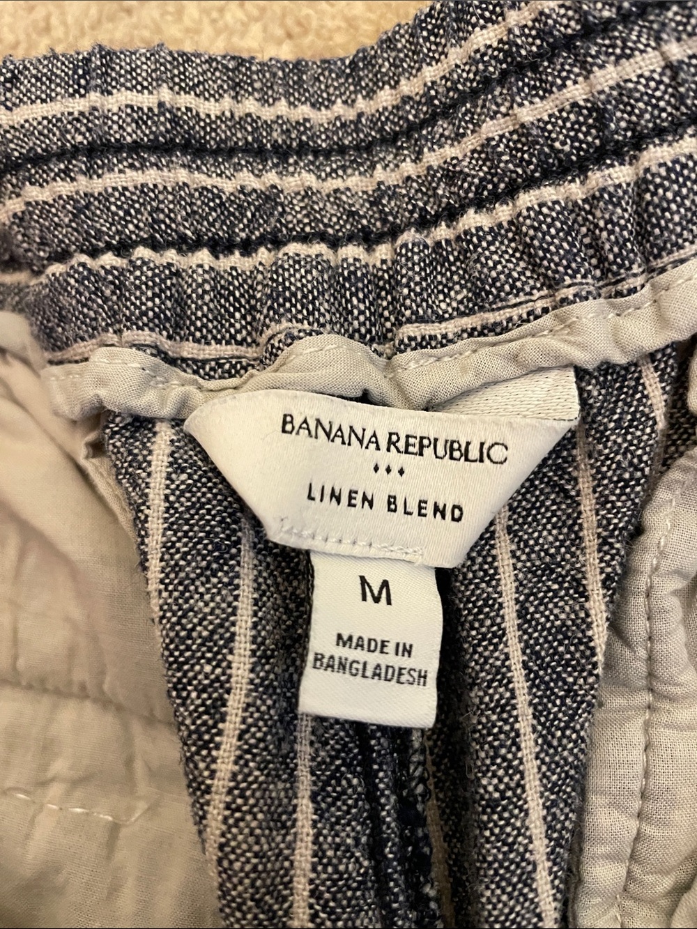 Banana Republic Women’s Linen Blend Striped Blue White Cropped Wide Leg Pants - Picture 8 of 9
